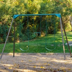 Lifetime 91137 9 Ft A-Frame Metal Swing Set Earthtone Kids Outdoor Playground