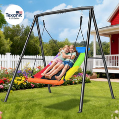 Swing Sets for Backyard, 440Lbs Heavy Duty A-Frame Metal Stand with 60″ Large Pl