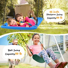Large Metal Swing Set Backyard Playground Set Swings Set for Kids Outdoor 2 Seat