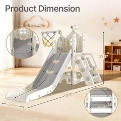 6 in 1 Toddler Slide – L-Shaped Baby Slide for Toddlers Aged 1-3 with Basketball