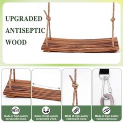 2x Wooden Tree Swings for Adults, 24×10″ Heavy Duty 500lb, Flower Accents