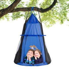 Goplus 40″ Kids Hanging Chair Swing Tent Set Hammock Nest Pod Seat Blue