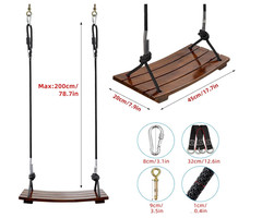 Wooden Swing Seat, Carbonized Hanging Wood Tree Swing 17.7 x 7.9 x 0.5 in for Ad