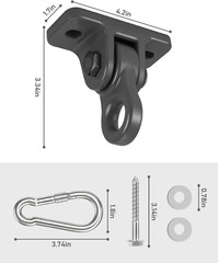 Durable Porch Swing Hangers Kit with Screws & Snap Hooks – 4 Pack Black