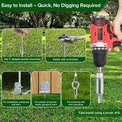 Swing Set Anchors 20″ – Heavy Duty Ground Anchors Screw in with L-Brackets & Dri