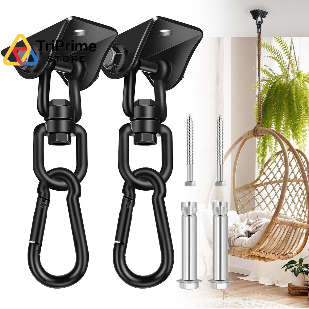 Hammock Hanging Kit 2 Pack, Porch Swing 1200 Lb Medium, Black
