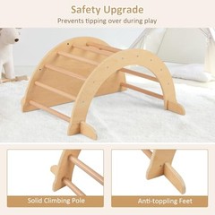 Wooden Arch Climber Rocker with Soft Cushion, 6 in 6 in 1 with Desktop Natural