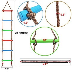 Climbing Rope Ladder Kids Tree Swing with Hanging Strap, Indoor and Outdoor