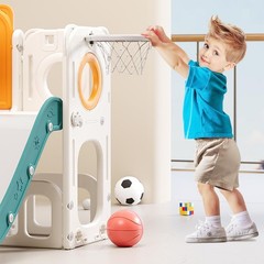 8 in 1 Toddler Slide,Baby Playset for Indoor Outdoor Playground with Basketba…