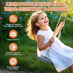 Tree Swing Ropes Set of 2, 3FT to 20FT, Heavy Duty Polyester Rope with Carabi…