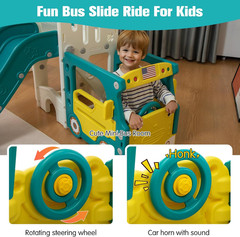 9-in-1 Toddler Slide & Climber Playset with Basketball, Ring Toss & Car House