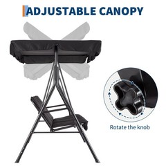 Porch Swing Chair with Adjustable Canopy for Adults 3-Seat Patio Glider Bench