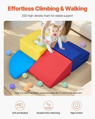 4-Piece Toddler Climbing Blocks, PU Leather Cover, 25D High-Density Foam