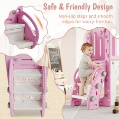 Kids Playground Backyard Set,8-in-1 Toddler Slide Playset with Climber, Baske…