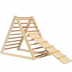 Foldable Wooden Climbing Triangle Indoor Home Climber w/ Ladder for Toddler Baby