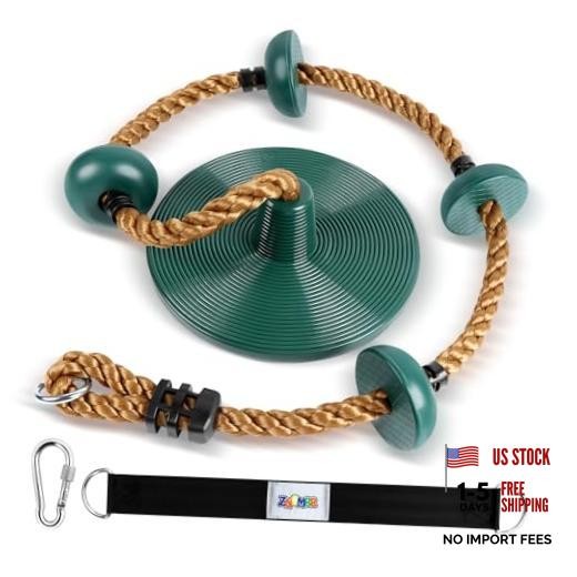 Climbing Rope with Platforms and Disc Swing Seat Set Green Disc Swing Seat