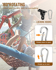 Durable Porch Swing Hangers Kit with Screws & Snap Hooks – 4 Pack Black