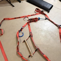NinjaLine Outdoor Obstacle Course Slackline Kit with Rings and Bar.