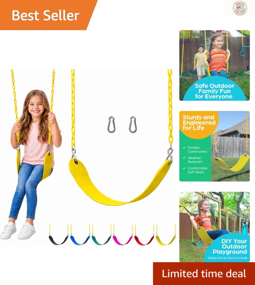 Yellow Plastic Swing Seat with Heavy Chains – Pre-assembled Swing Kit for Kids