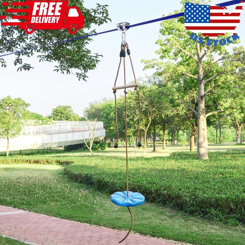 Zip Line Kit 52ft for Kids Adult Zip Line Cars Up to 500 lbs