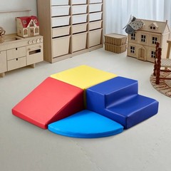 4-Piece Toddler Climbing Blocks, PU Leather Cover, 25D High-Density Foam