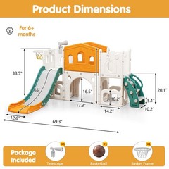 Toddler Slide Set, 8 in 1 Kids Slide with Climber, Indoor Outdoor Slide for 1-3