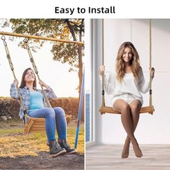 Hanging Wooden Swing, Tree Swings for Adults/Kids with 22.8×9.8×0.6 inch Beige