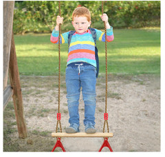 Wooden Trapeze Swing Bar, Adjustable Height Swing Set, Gym Rings, Playground Att