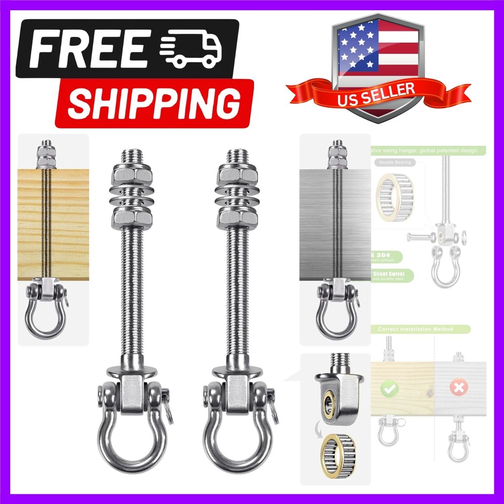 Swing Hangers with Bearing – 2 Pack Stainless Steel 304 Hardware Hooks for Wo…