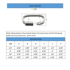5/16 Inch M8 Quick Link Chain Connector 4PCS 316 Stainless Steel Quick Links