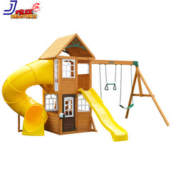 Castlewood Wooden Swing Set Playset with Clubhouse Mailbox Slide and Play Kitche