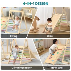 BlueWood 4in1 Indoor Jungle Gym | Foldable Climber Swing Slide Ladder Rainbow
