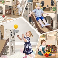 9 in 1 Toddler Slide and Climber Playset Indoor Outdoor Kids Slide with