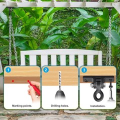 Heavy Duty Swing Hangers, Porch Swing Hanging Kit, One-Piece Design Base Swin…