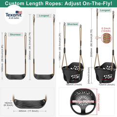 Black Toddler Swing Set – Heavy-Duty High Back Full Bucket Toddler Swing Seat &