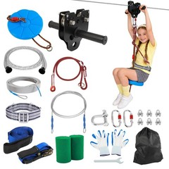 120FT ZipLine Kit for Adult and Kids: Up To 400LBS Quick Tighten Zip Line Kit