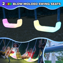 Starlight Metal Swing Set for Kids Ages 3–8 with 2 LED Swings, Saucer Swing, 5Ft