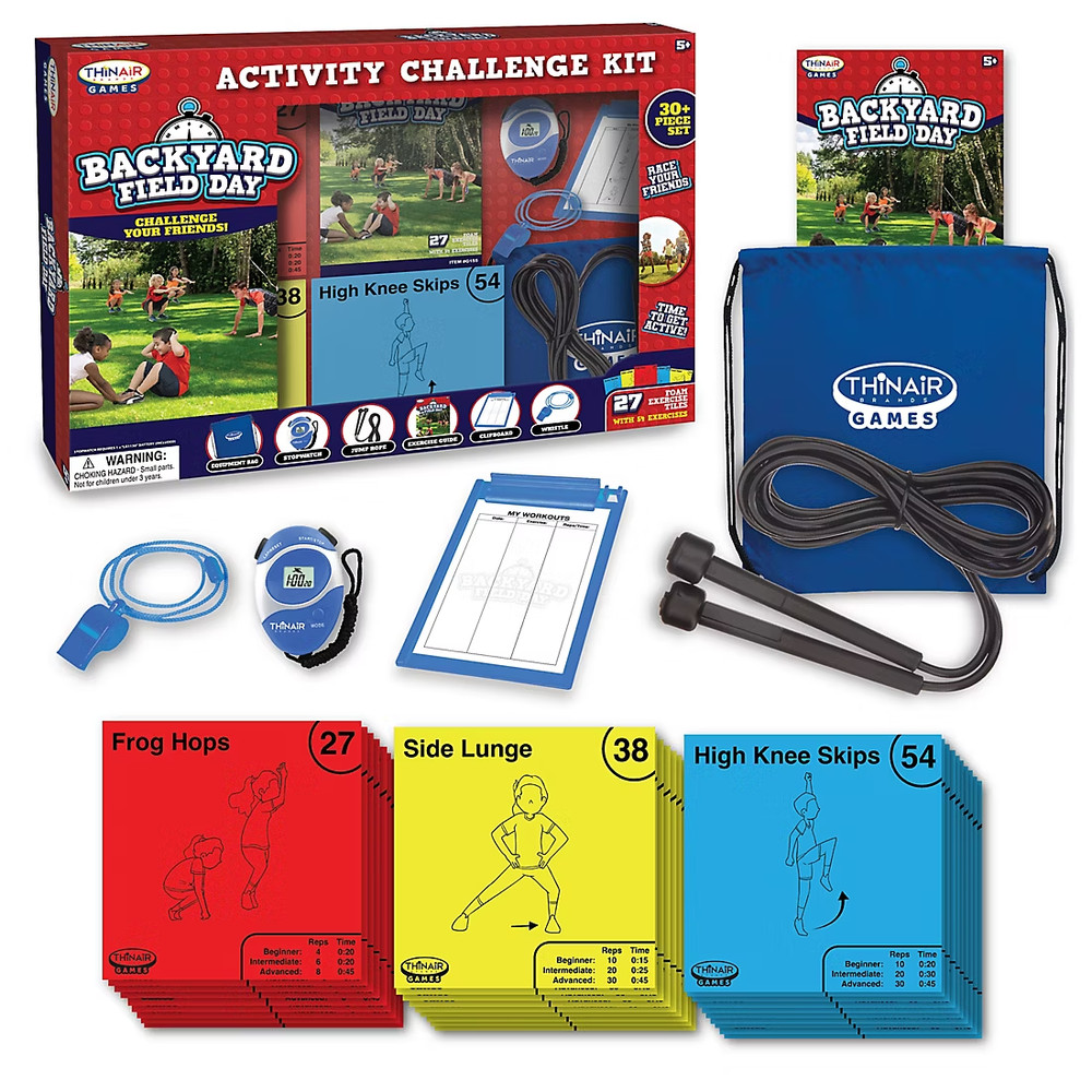 Thin Air Brands Backyard Field Day Obstacle Course Game With 27 Double-sided Foa