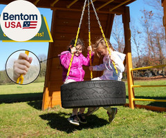 Heavy-Duty 3-Chain Rubber Tire Swing Seat with Adjustable Coated Swing Chains –