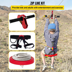 Zip Line Trolley 160 Ft. Warrior Obstacle Course with Seat, Brake and Steel Trol