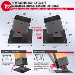 4-Pack Swing Set Anchor Leveling Kit 4×4 Wood Leg Bracket Stainless Steel