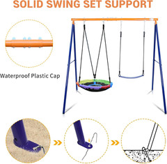 Durable Backyard Swing Set – 440Lbs Capacity with Saucer & Belt Swings