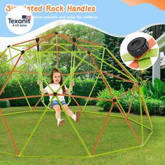10FT Climbing Dome with Hammock & Swing, Jungle Gym for Boys and Girls, Support