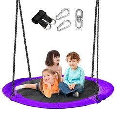 43 inch Saucer Tree Swing for Kids,Durable Textilene Round Swing Heavy Blue