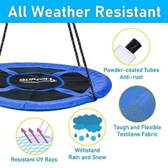 43 inch Saucer Tree Swing for Kids,Durable Textilene Round Swing Heavy Blue