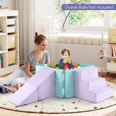 3-in-1 Foam Climbing Blocks for Toddlers w/ Ball Pit for Climbing Crawling