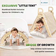 BlueWood Pikler Triangle Set with Cushion – Climbing Toys for Toddlers 9-in-1…