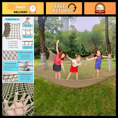 Double Layer Climbing Net for Kids – Playground Safety Cargo Net for Treehouse,