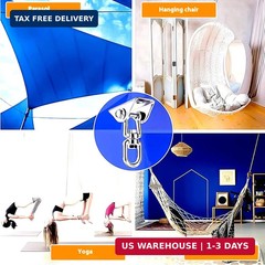 Heavy Duty Swing Hanger Hook, 360° Swivel Swing hook with 4 Screws for Porch Yog