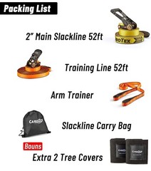 Slackline,60ft Long Slackline Kit with Arm Trainer Outdoor Family Activity Gear